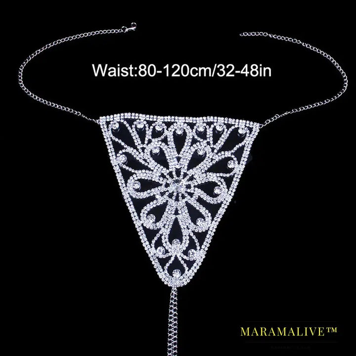 New Flower Crystal Body Harness Lingerie Chain for Women Sexy Rhinestone Bra Panties Set Valentine Underwear Jewelry