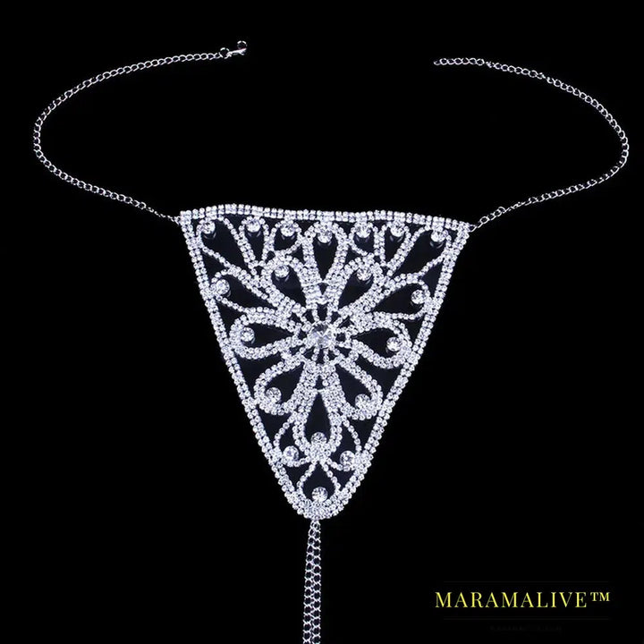 New Flower Crystal Body Harness Lingerie Chain for Women Sexy Rhinestone Bra Panties Set Valentine Underwear Jewelry