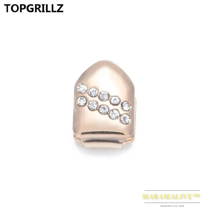 New Gold Color Plated Hip Hop Single Teeth Grillz Cap Top Tooth GRILLZ for Halloween Christmas Party Jewelry,Gift