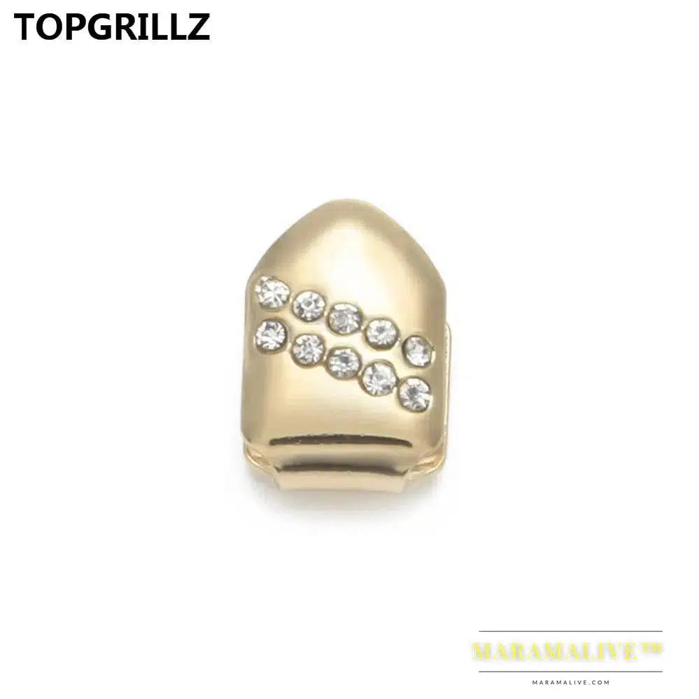 New Gold Color Plated Hip Hop Single Teeth Grillz Cap Top Tooth GRILLZ for Halloween Christmas Party Jewelry,Gift