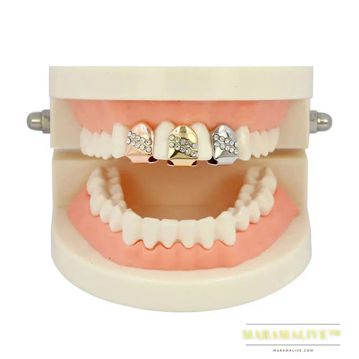 New Gold Color Plated Hip Hop Single Teeth Grillz Cap Top Tooth GRILLZ for Halloween Christmas Party Jewelry,Gift