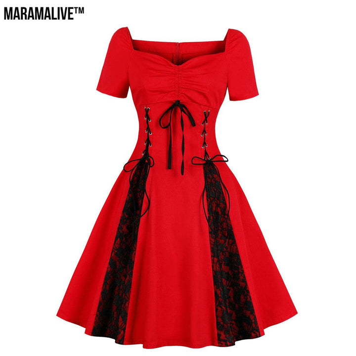 New Gothic Lace Lace Up Women's Vintage Dress