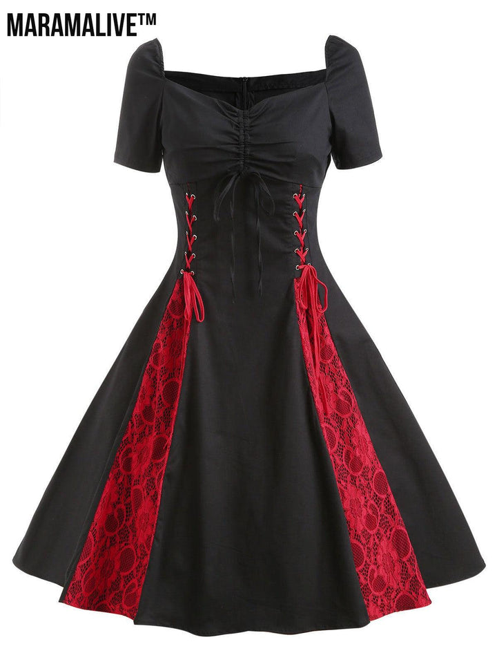 New Gothic Lace Lace Up Women's Vintage Dress