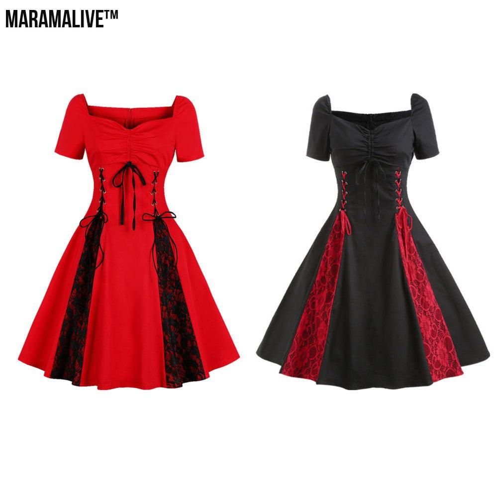 New Gothic Lace Lace Up Women's Vintage Dress