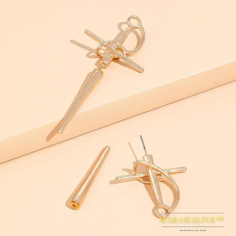 New Gothic Sword Women's Stud Earrings Female Retro