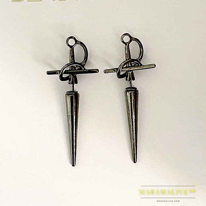 New Gothic Sword Women's Stud Earrings Female Retro