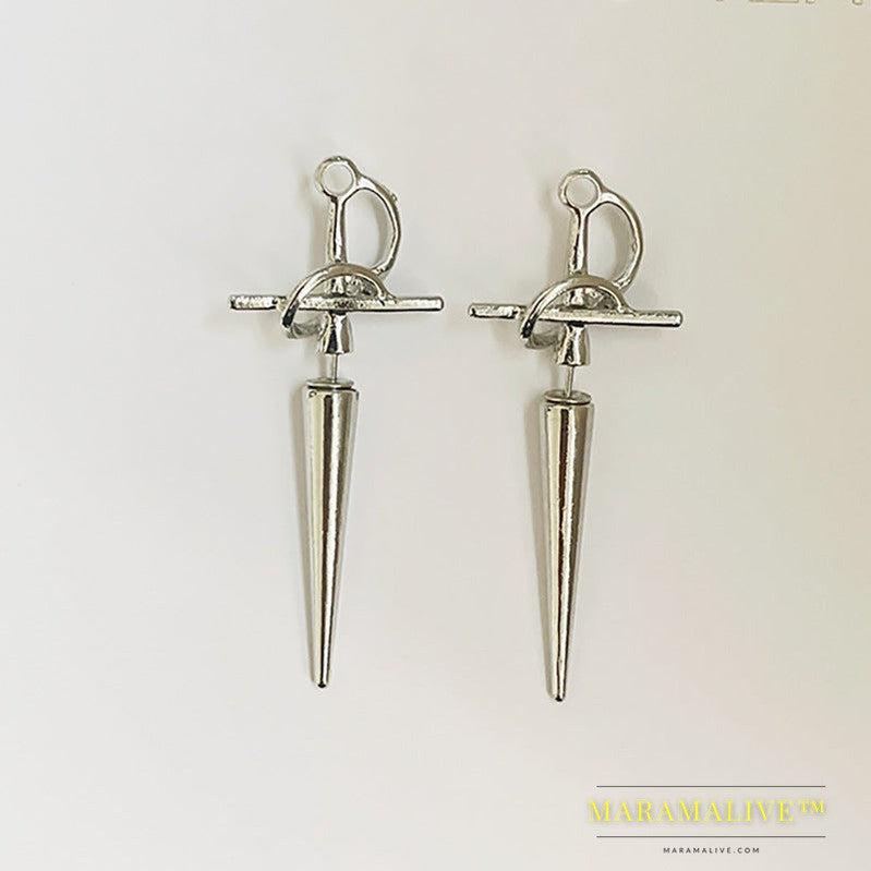 New Gothic Sword Women's Stud Earrings Female Retro