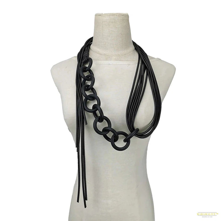 New Handmade Luxury Rubber Necklaces For Women Long Chain Different Wears Jewelry Goth Accessories Necklace Black Chains