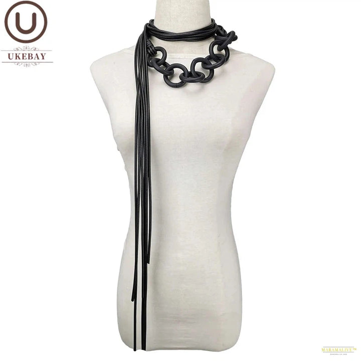 New Handmade Luxury Rubber Necklaces For Women Long Chain Different Wears Jewelry Goth Accessories Necklace Black Chains