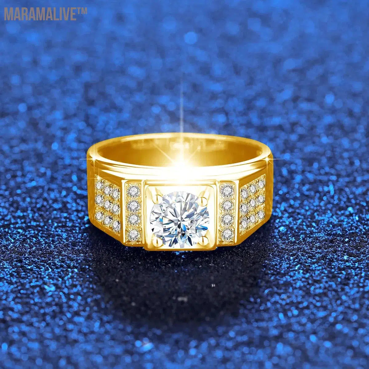 New In Round 6.5mm 1ct Moissanite Ring Men With Certificate Original Pass Diamond Test 925 Sterling Silver Wedding Jewelry Trend