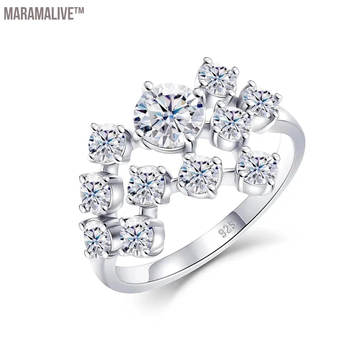 New In Sterling Silver Round 1.5ct Brilliant Cut Moissanite Ring For Women Luxury Designer Jewelry Wedding Christmas Gift Female