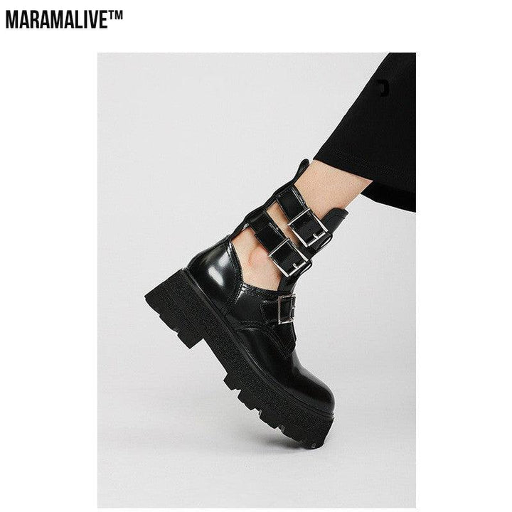 New Leather And Black Maramalive™ Platform Hollow Boots