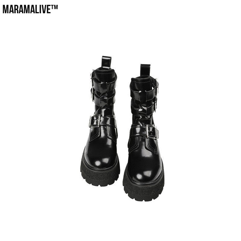 New Leather And Black Maramalive™ Platform Hollow Boots