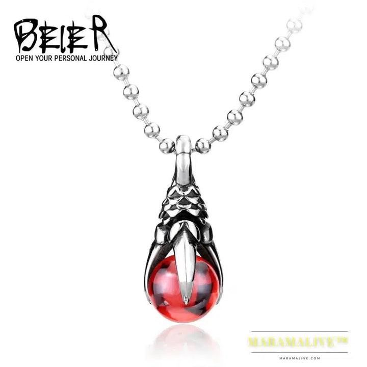 New Stainless Steel Fashion Claw Necklace Pendant With Red/Black/blue Stone fashion jewelry for man