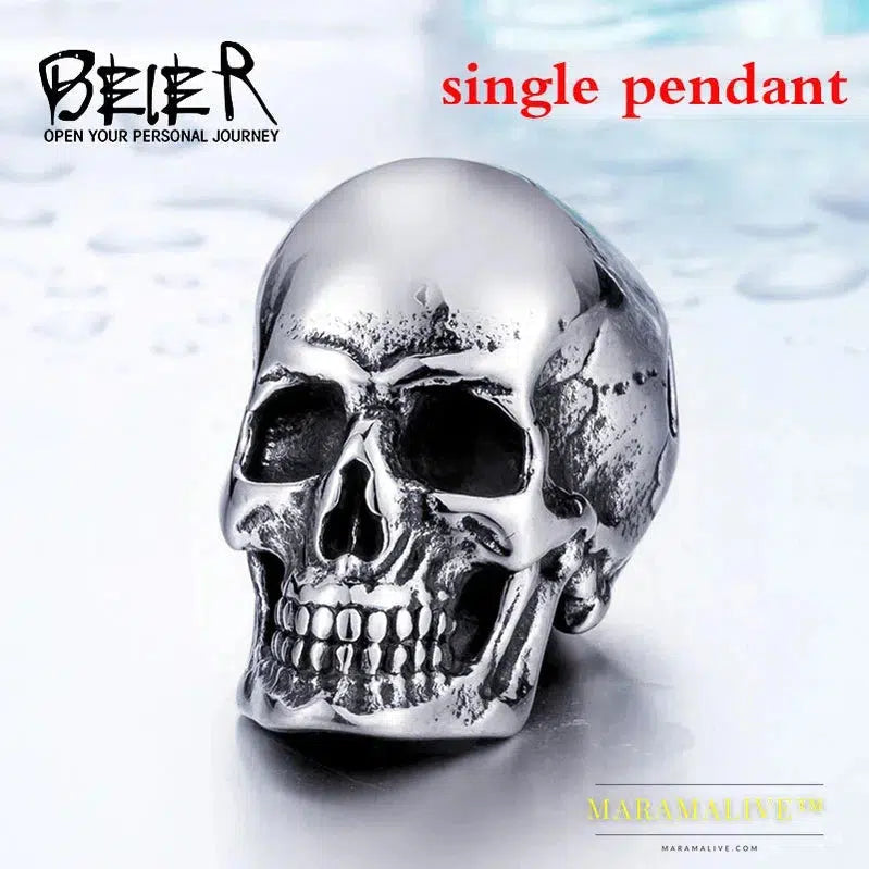 New Store 316L Stainless Steel Pendant Necklace New Arrival Super Punk Skull Biker pendant Fashion Jewelry