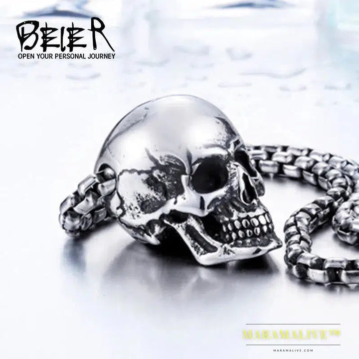 New Store 316L Stainless Steel Pendant Necklace New Arrival Super Punk Skull Biker pendant Fashion Jewelry