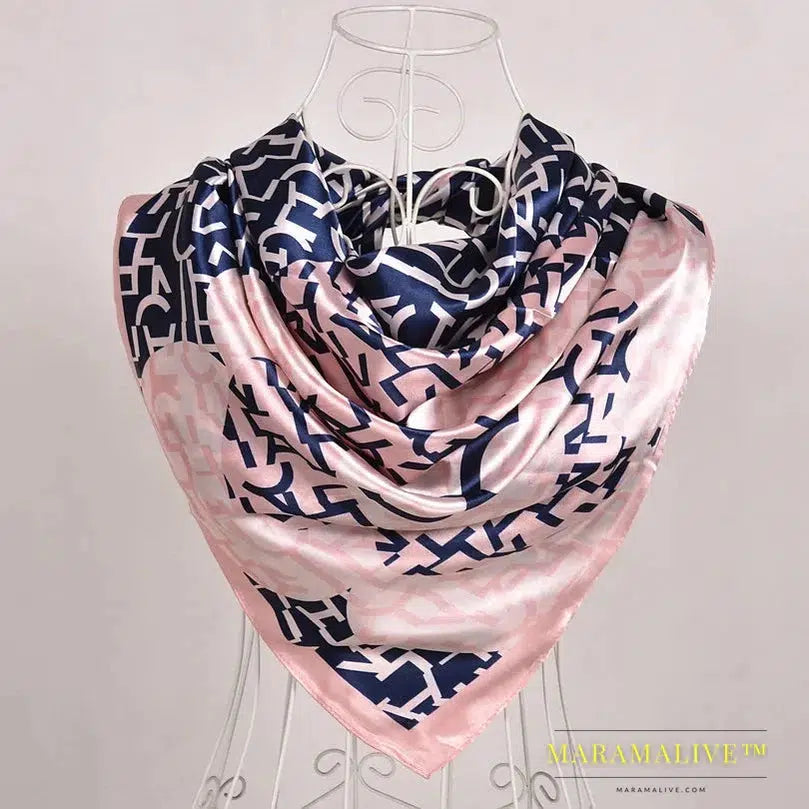 New Style Snakeskin Pattern Square Scarves Wraps Printed Hot Sale Women Pink Blue Silk Scarf Shawl Unisex Muslim Silk Muffler