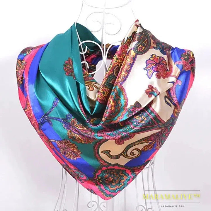 New Style Snakeskin Pattern Square Scarves Wraps Printed Hot Sale Women Pink Blue Silk Scarf Shawl Unisex Muslim Silk Muffler