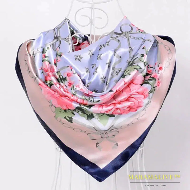 New Style Snakeskin Pattern Square Scarves Wraps Printed Hot Sale Women Pink Blue Silk Scarf Shawl Unisex Muslim Silk Muffler