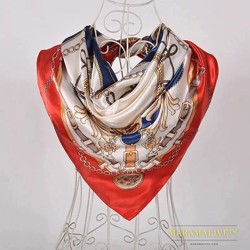 New Style Snakeskin Pattern Square Scarves Wraps Printed Hot Sale Women Pink Blue Silk Scarf Shawl Unisex Muslim Silk Muffler