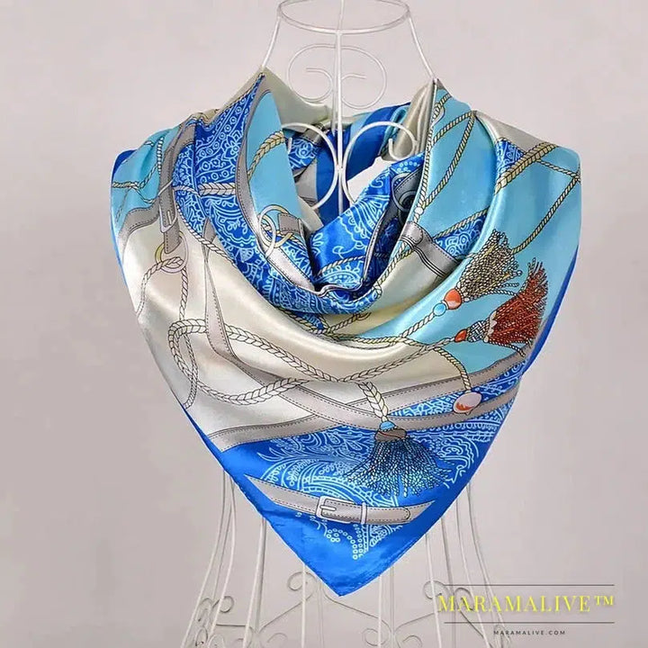 New Style Snakeskin Pattern Square Scarves Wraps Printed Hot Sale Women Pink Blue Silk Scarf Shawl Unisex Muslim Silk Muffler