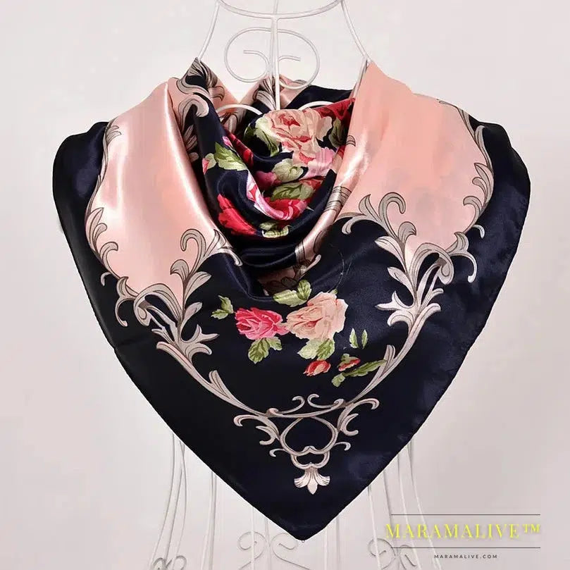 New Style Snakeskin Pattern Square Scarves Wraps Printed Hot Sale Women Pink Blue Silk Scarf Shawl Unisex Muslim Silk Muffler