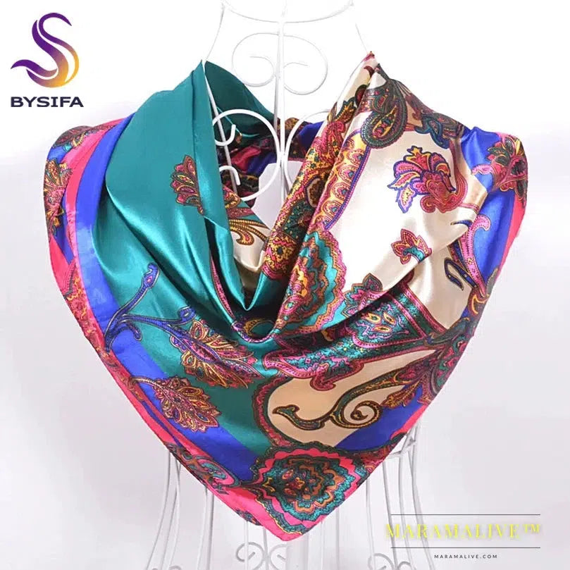 New Style Snakeskin Pattern Square Scarves Wraps Printed Hot Sale Women Pink Blue Silk Scarf Shawl Unisex Muslim Silk Muffler