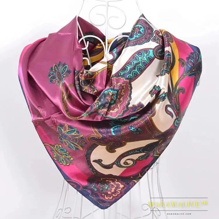 New Style Snakeskin Pattern Square Scarves Wraps Printed Hot Sale Women Pink Blue Silk Scarf Shawl Unisex Muslim Silk Muffler