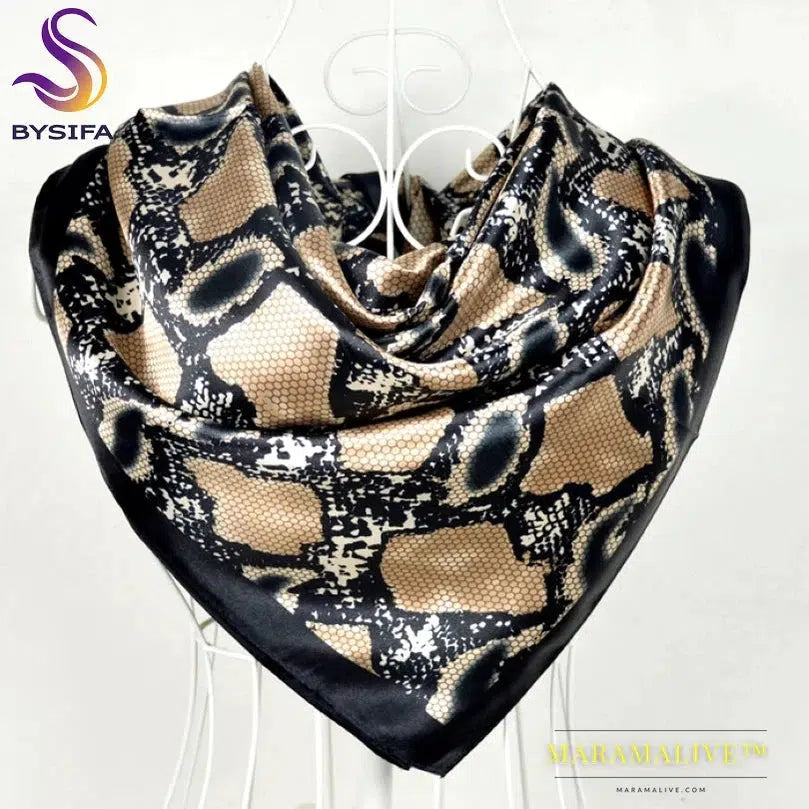 New Style Snakeskin Pattern Square Scarves Wraps Printed Hot Sale Women Pink Blue Silk Scarf Shawl Unisex Muslim Silk Muffler