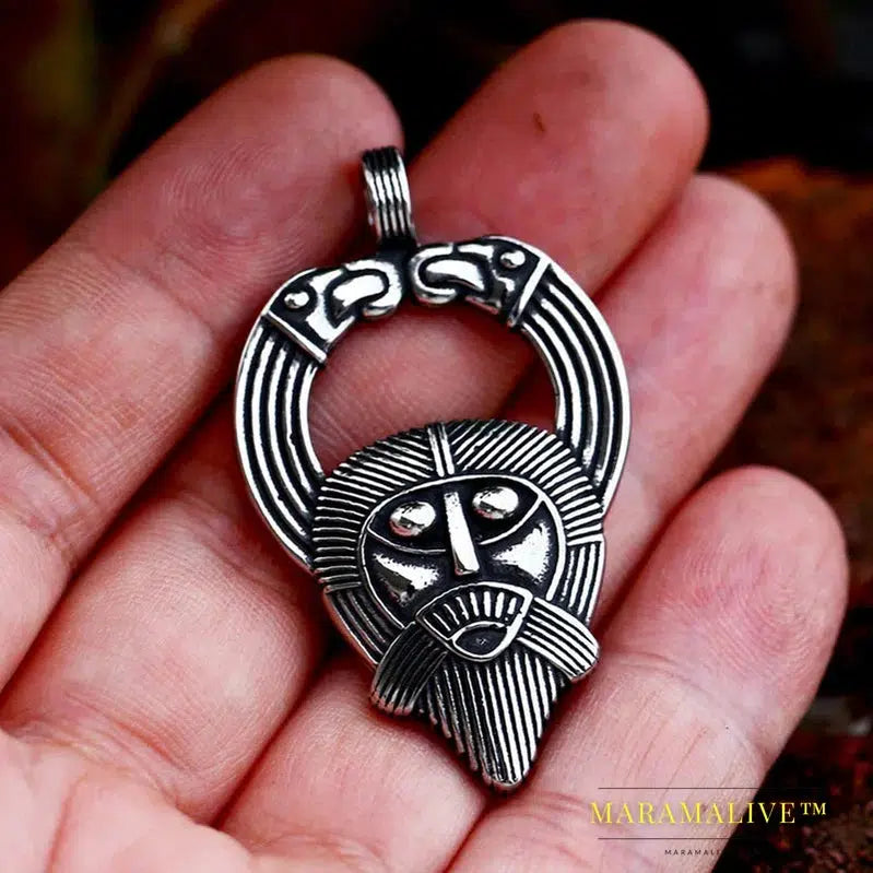 New Style Stainless Steel Viking Celtic Odin Vegvisir Pendant Viking Double Raven Pattern Jewelry For Men Gift