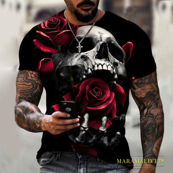 New Summer Horror Skull 3d Men's T-shirt