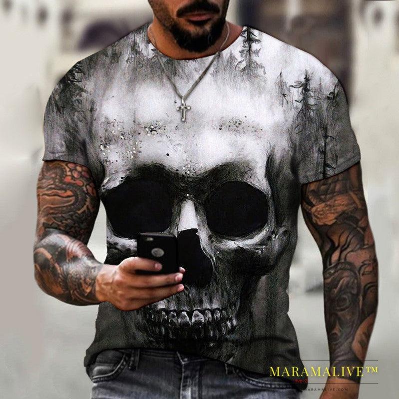 New Summer Horror Skull 3d Men's T-shirt