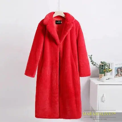 New Women Autumn Winter Furry Warm Fur Outerwear Fashion Loose Faux Fur Rabbit Long Jacket Casual Thickened Fur Coat