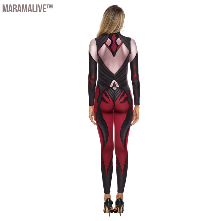 New Women's Sexy Catsuit 3D Cosplay Bodycon Costume Jumpsuit Female Halloween Party Long Sleeve Bodysuit