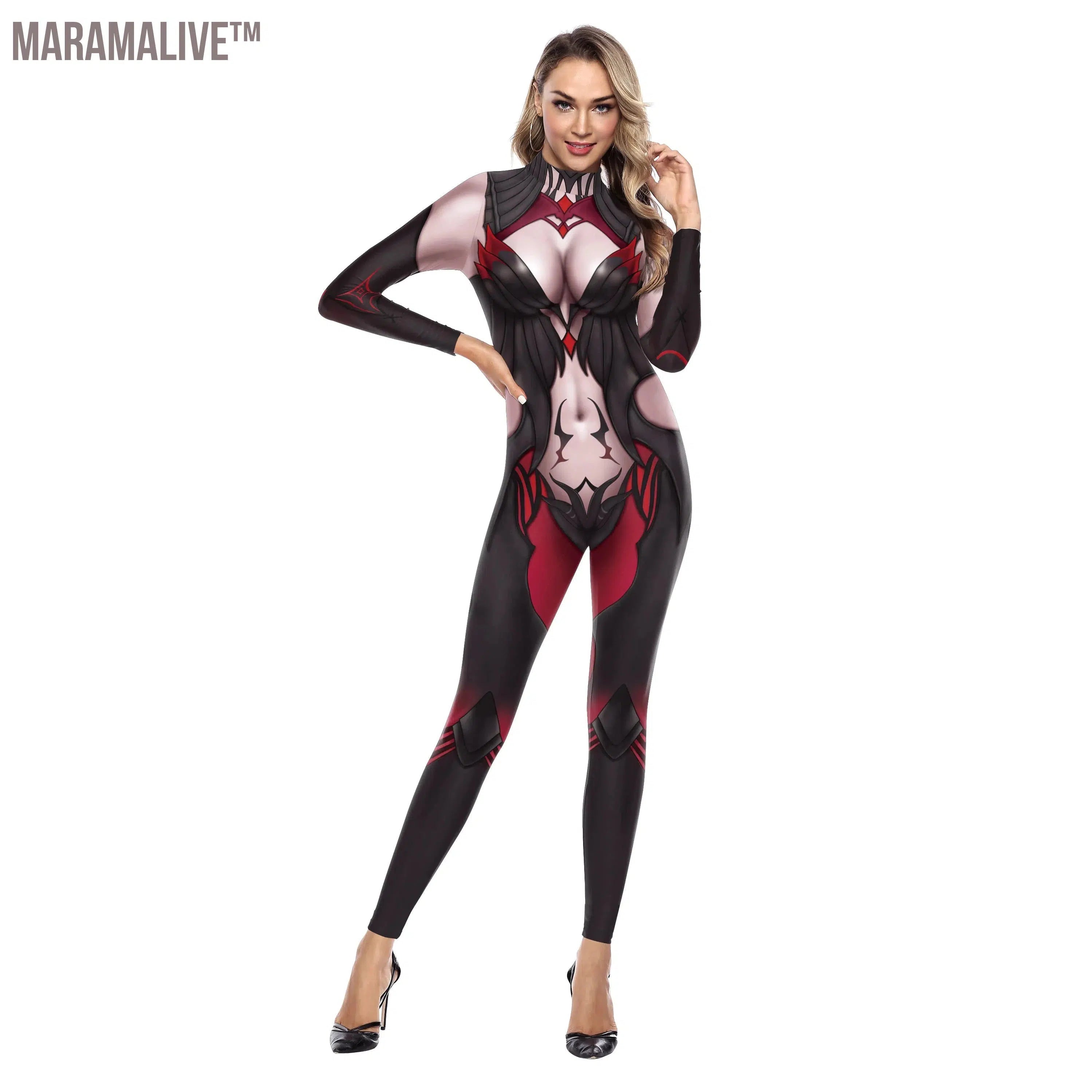 New Women's Sexy Catsuit 3D Cosplay Bodycon Costume Jumpsuit Female Halloween Party Long Sleeve Bodysuit