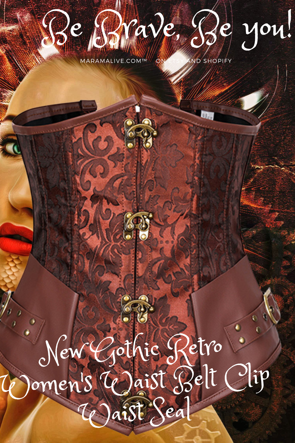 A black New Gothic Retro Women's Waist Belt Clip Waist Seal with metal buckles and straps from Maramalive™.