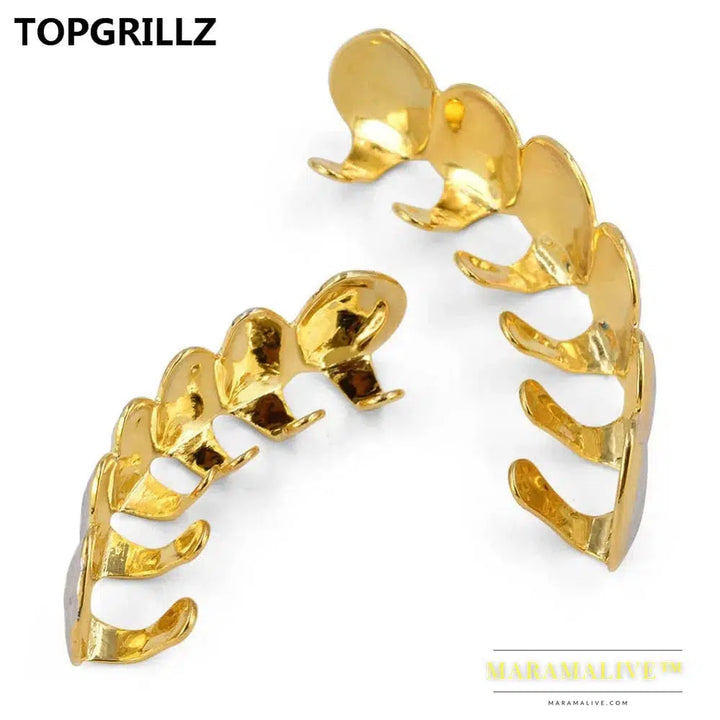 Newest Fit D - Cut 6 Tooth Gold Color Plated Top & Bottom Hip Hop GRILLZ SET for Halloween Christmas Party