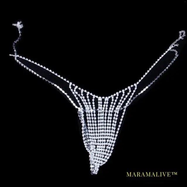 Newest Sexy Hollow Rhinestone Body Chain Bra Accessories Necklace for Women Crystal Thong Underwear Body Jewelry Gift