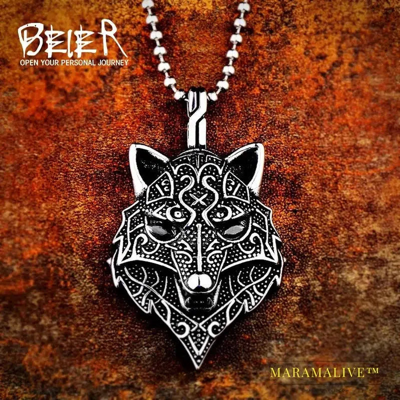 Nordic Viking Amulet scandinavian wolf head Necklace Animal Original pendant necklace Jewelry