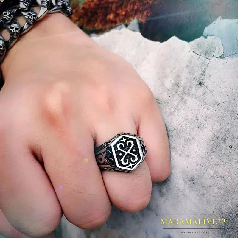 Nordic Viking Ring Rune Letter Odin Amulet scandinavian Signet Ring fashion Men Jewelry