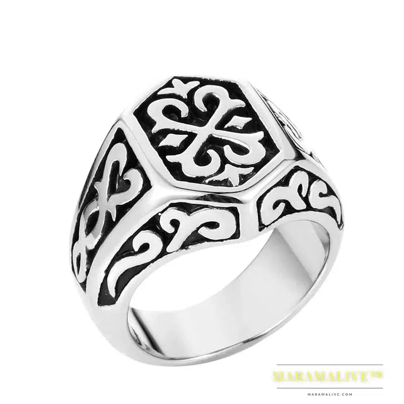 Nordic Viking Ring Rune Letter Odin Amulet scandinavian Signet Ring fashion Men Jewelry