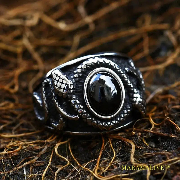 Norse Viking Amulet Snake Green Eyes Odin 's Symbol For Men Scandinavian Ring Jewelry