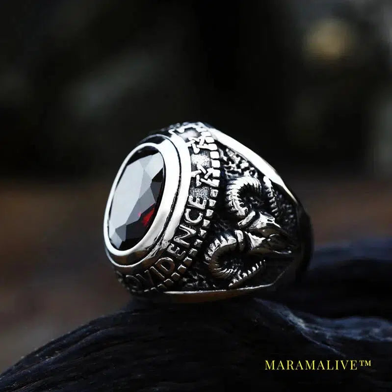 Norse Viking Amulet Snake Green Eyes Odin 's Symbol For Men Scandinavian Ring Jewelry