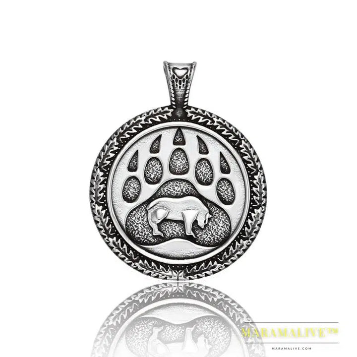 Norse Viking Pendant Necklace Bear Paw Bear Pendant Odin 's Symbol Original Animal Jewelry