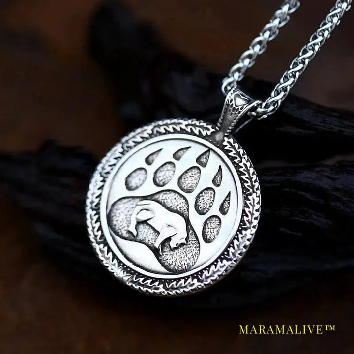 Norse Viking Pendant Necklace Bear Paw Bear Pendant Odin 's Symbol Original Animal Jewelry