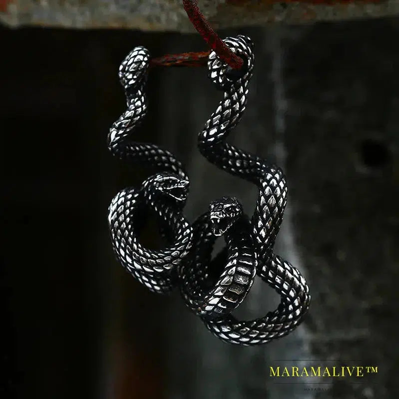 Norse Viking Pendant Necklace Snake Animal Fashion Scandinavian Odin Amulet Men Jewelry