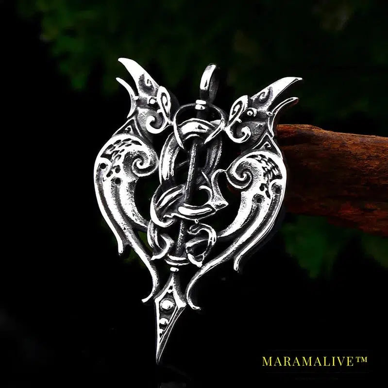 Norse Vikings Pendant Necklace Double-headed owl bird Original Animal fashion Jewelry