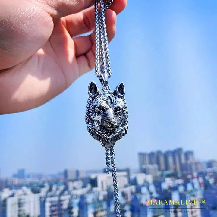 Norse Vikings Pendant Necklace Norse Wolf Head Necklace Original Animal Jewelry Wolf Head hanger