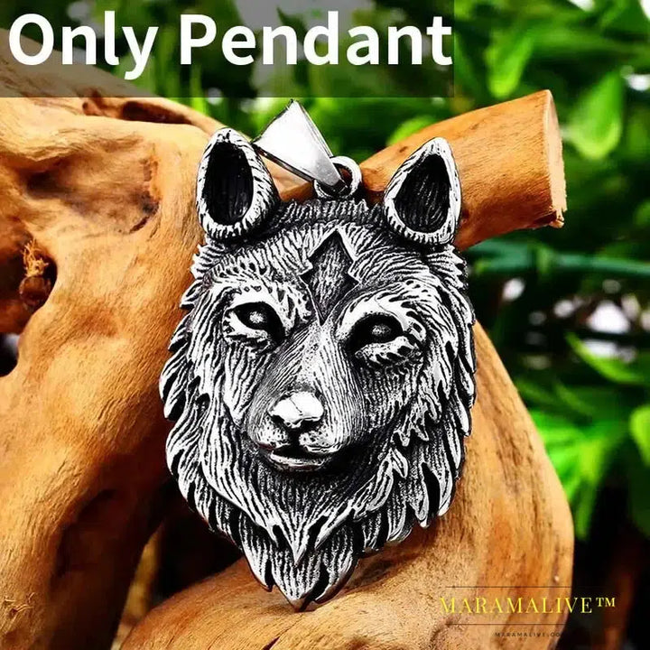 Norse Vikings Pendant Necklace Norse Wolf Head Necklace Original Animal Jewelry Wolf Head hanger