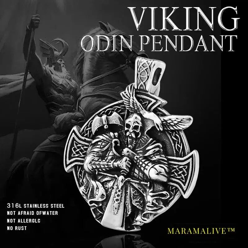 Norse Vikings Pendant Necklace Odin God head men Amulet Original Animal fashion Jewelry